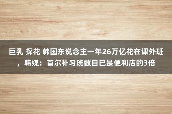 巨乳 探花 韩国东说念主一年26万亿花在课外班，韩媒：首尔补习班数目已是便利店的3倍