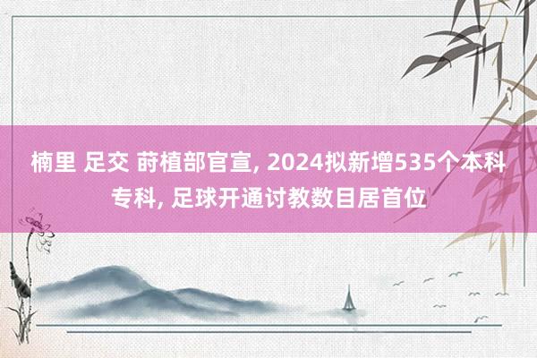 楠里 足交 莳植部官宣， 2024拟新增535个本科专科， 足球开通讨教数目居首位