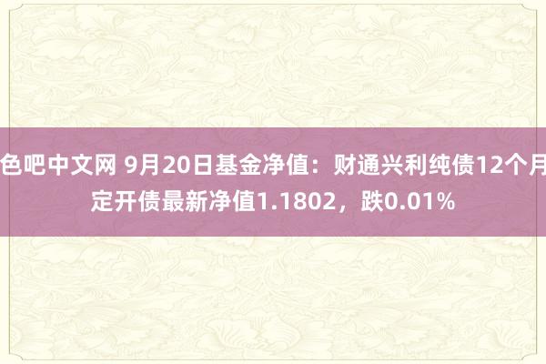 色吧中文网 9月20日基金净值：财通兴利纯债12个月定开债最新净值1.1802，跌0.01%