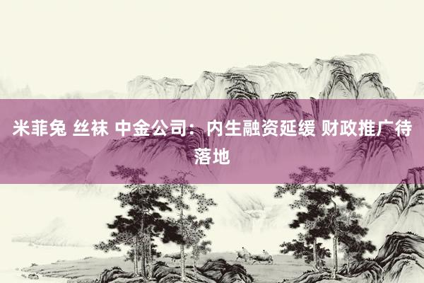 米菲兔 丝袜 中金公司：内生融资延缓 财政推广待落地