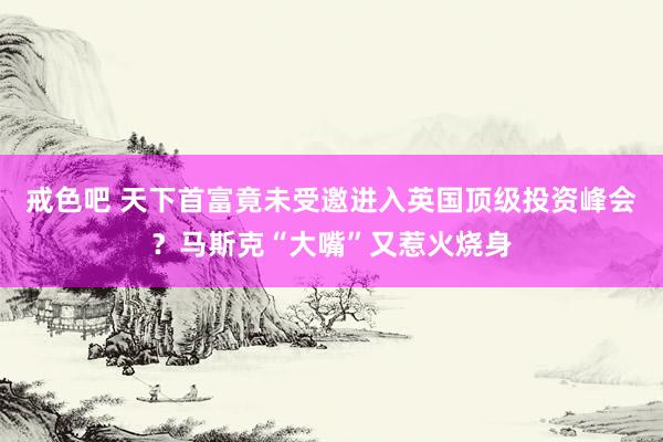 戒色吧 天下首富竟未受邀进入英国顶级投资峰会？马斯克“大嘴”又惹火烧身