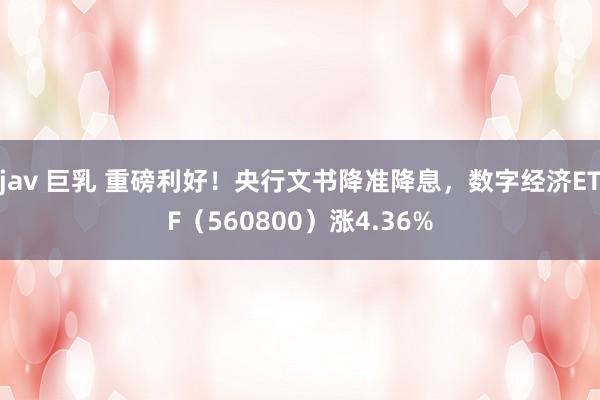 jav 巨乳 重磅利好！央行文书降准降息，数字经济ETF（560800）涨4.36%