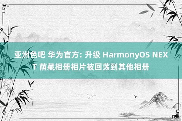 亚洲色吧 华为官方: 升级 HarmonyOS NEXT 荫藏相册相片被回荡到其他相册