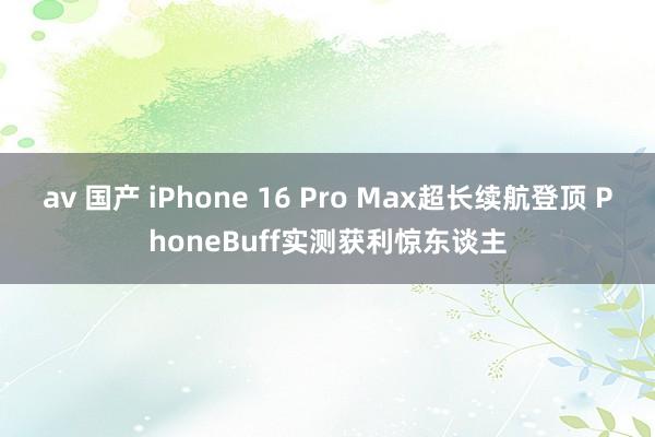 av 国产 iPhone 16 Pro Max超长续航登顶 PhoneBuff实测获利惊东谈主