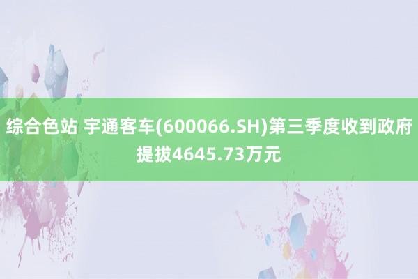 综合色站 宇通客车(600066.SH)第三季度收到政府提拔4645.73万元