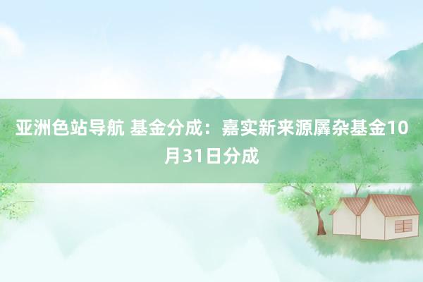 亚洲色站导航 基金分成：嘉实新来源羼杂基金10月31日分成