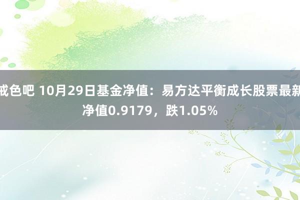 戒色吧 10月29日基金净值：易方达平衡成长股票最新净值0.9179，跌1.05%