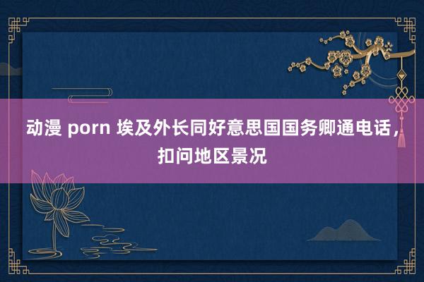 动漫 porn 埃及外长同好意思国国务卿通电话，扣问地区景况