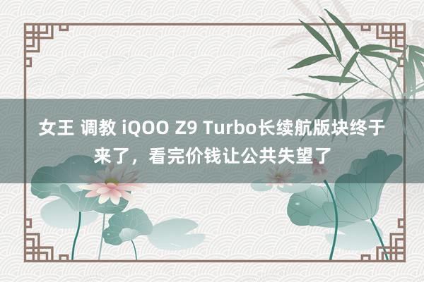 女王 调教 iQOO Z9 Turbo长续航版块终于来了，看完价钱让公共失望了