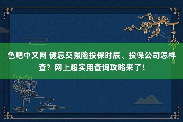 色吧中文网 健忘交强险投保时辰、投保公司怎样查？网上超实用查询攻略来了！