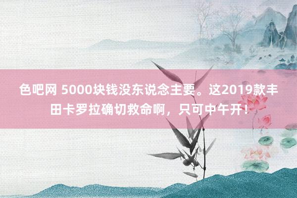 色吧网 5000块钱没东说念主要。这2019款丰田卡罗拉确切救命啊，只可中午开！